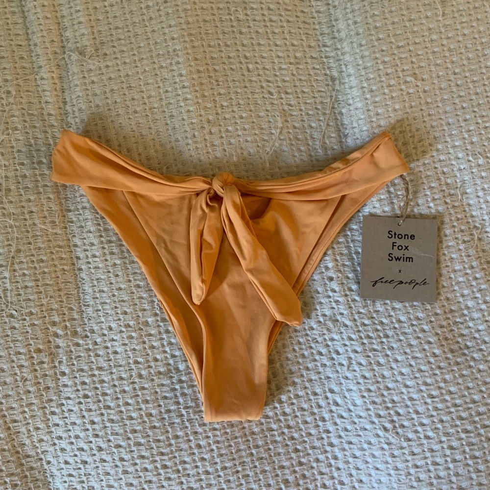 Stone Fox Swim x Free People Peach Orange Tie Side Bikini Bottoms Size Small NWT